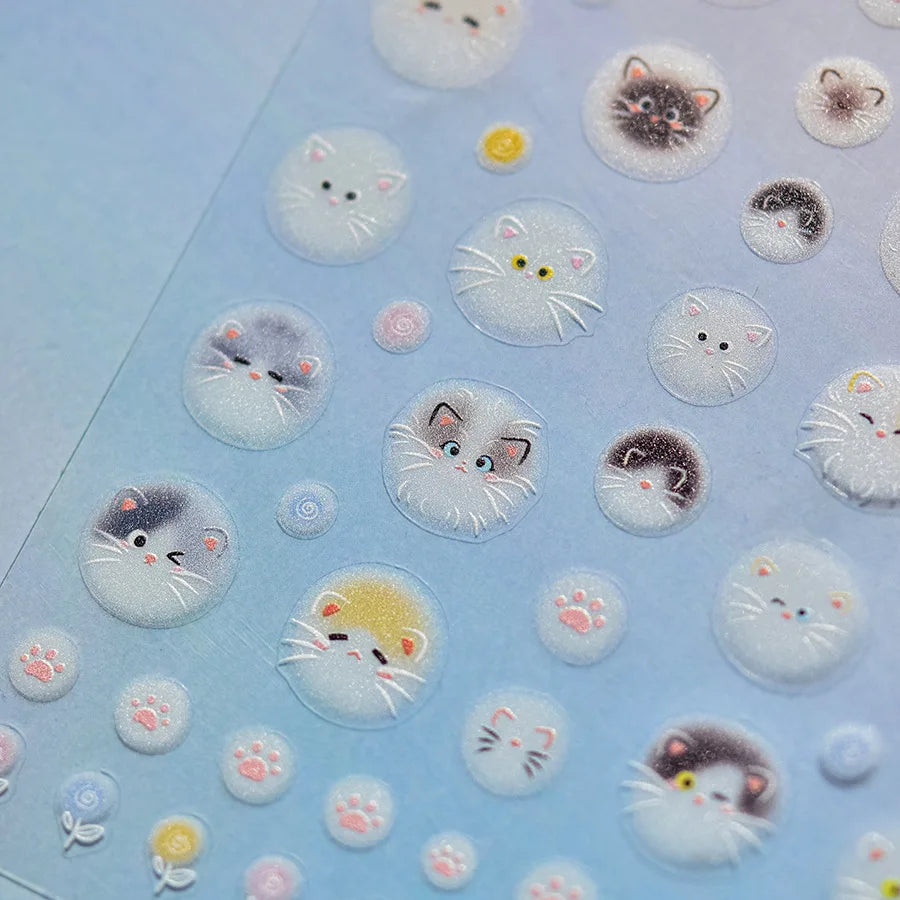 5D Kawaii Cat Nail Art Stickers | Spring Flower Decals Nail Art Stickers QXL