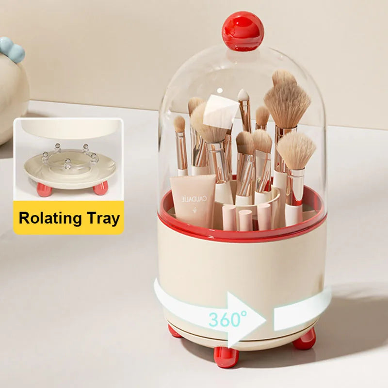 360° Rotating Makeup Brush Holder with Dustproof Lid Makeup Brush Organizer QXL