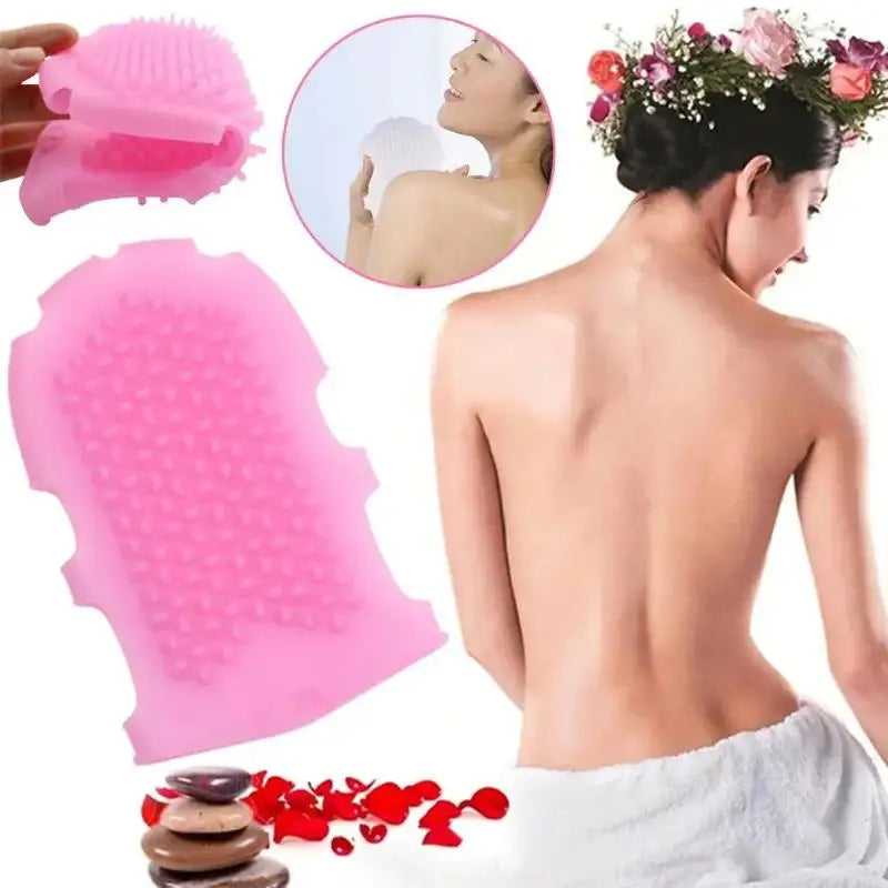 Dual-Sided Silicone Bath Exfoliating Scrub & Massage Glove Bath Scrub Glove QXL