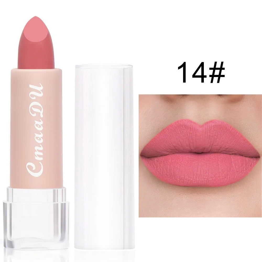 15-Shade Matte Velvet Lipstick | Waterproof Non-Transfer Nude Matte Lipstick QXL 14