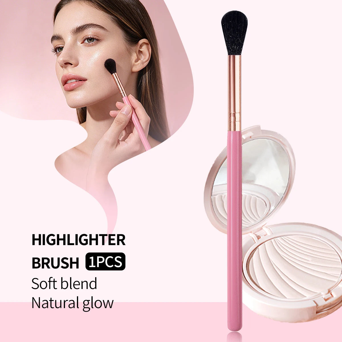 KOSSHOW Highlighter Makeup Brush | Soft Fluffy Blending Highlighter Makeup Brush QXL Pink