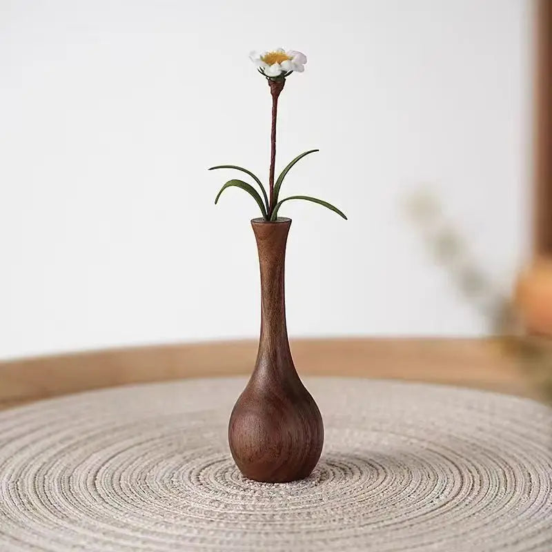 Mini Walnut Wood Vase | Dried Flower & Aromatherapy Holder Wooden Mini Vase QXL