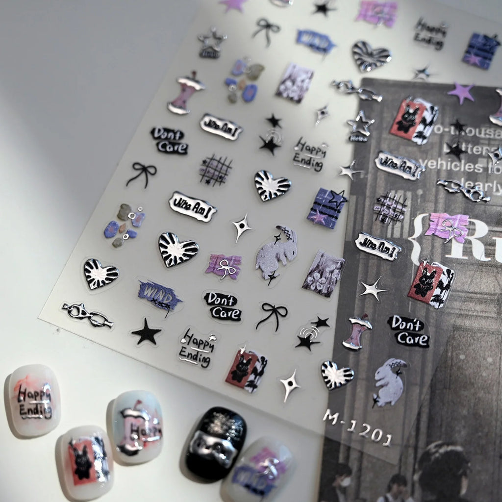 5D Self-Adhesive Nail Stickers & Manicure Decal Sheet Nail Art Stickers QXL