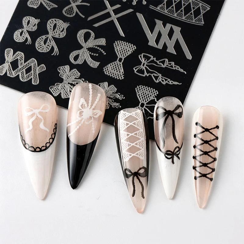 3D Lace & Bow Nail Art Stamping Plate | 30+ Designs Nail Stamping Plate QXL