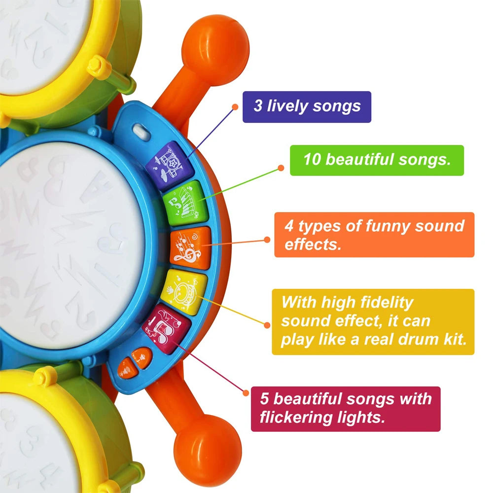 Kids Electric Drum Kit with Mic & Sticks | Ages 3–6 Gift Kids Drum Kit QXL