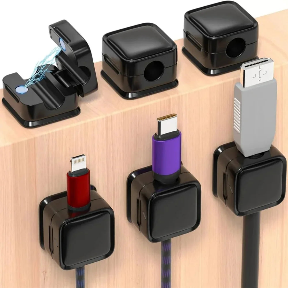 Magnetic Self-Adhesive Cable Clips | Wire Cord Holder 1/3/6-Pack Cable Cord Clip QXL