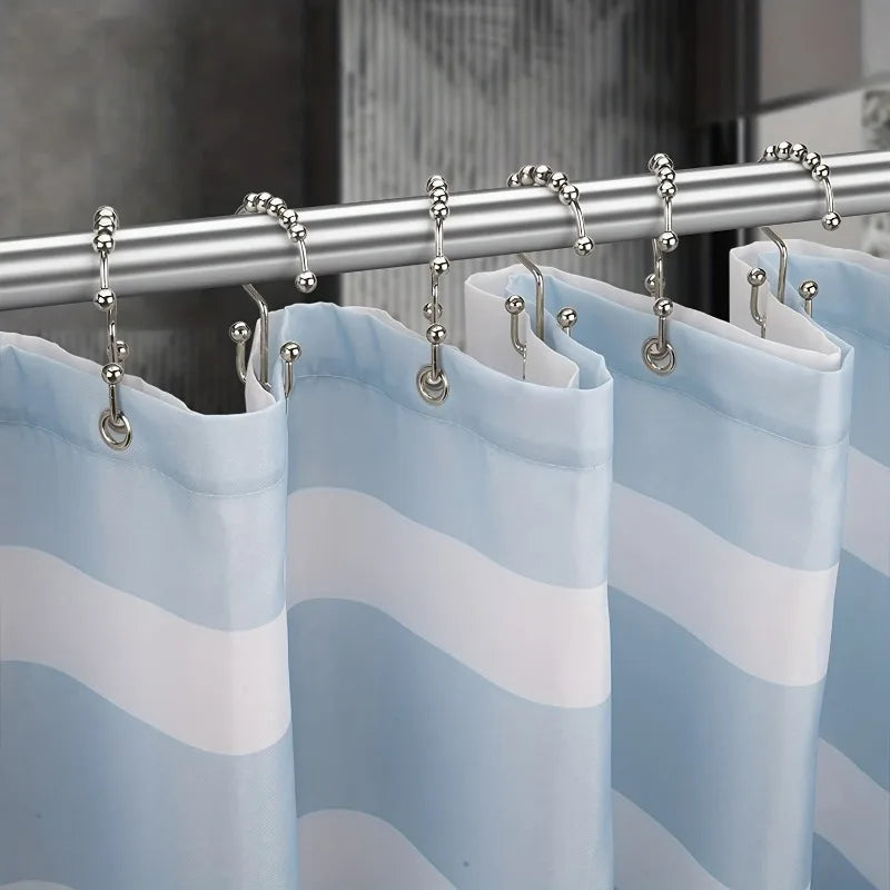 12-Pack Stainless Steel Shower Curtain Hooks | Double Glide Shower Curtain Hooks QXL