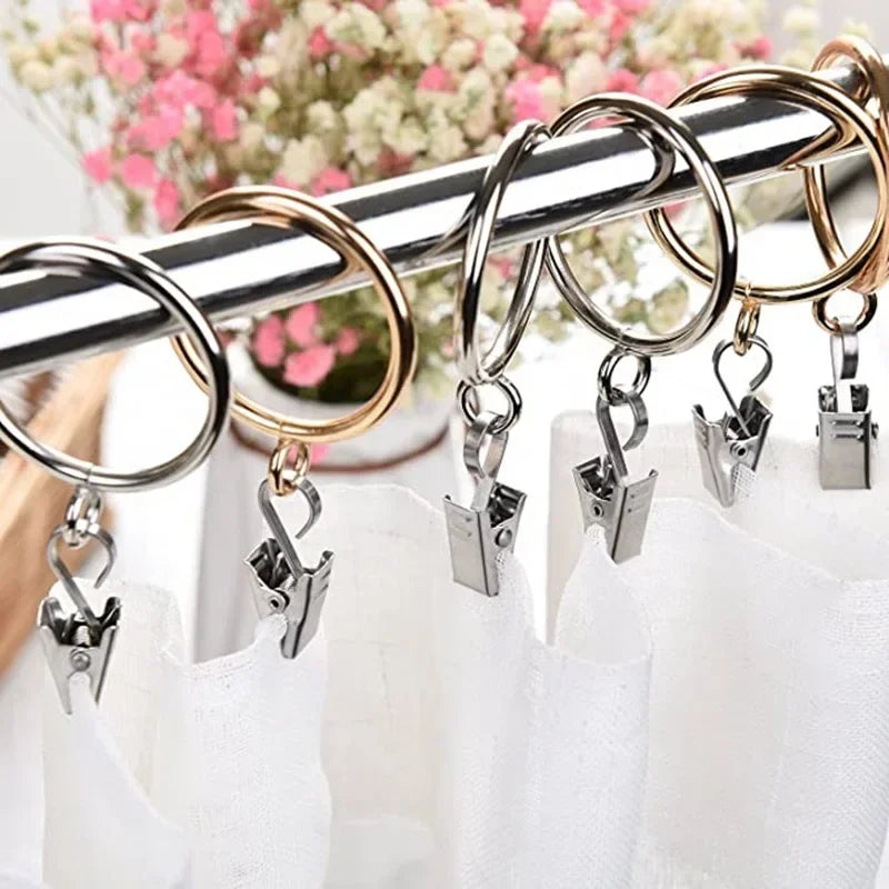 20-Pack Stainless Steel Curtain Hook Clips | Silver Finish Curtain Hook Clips QXL