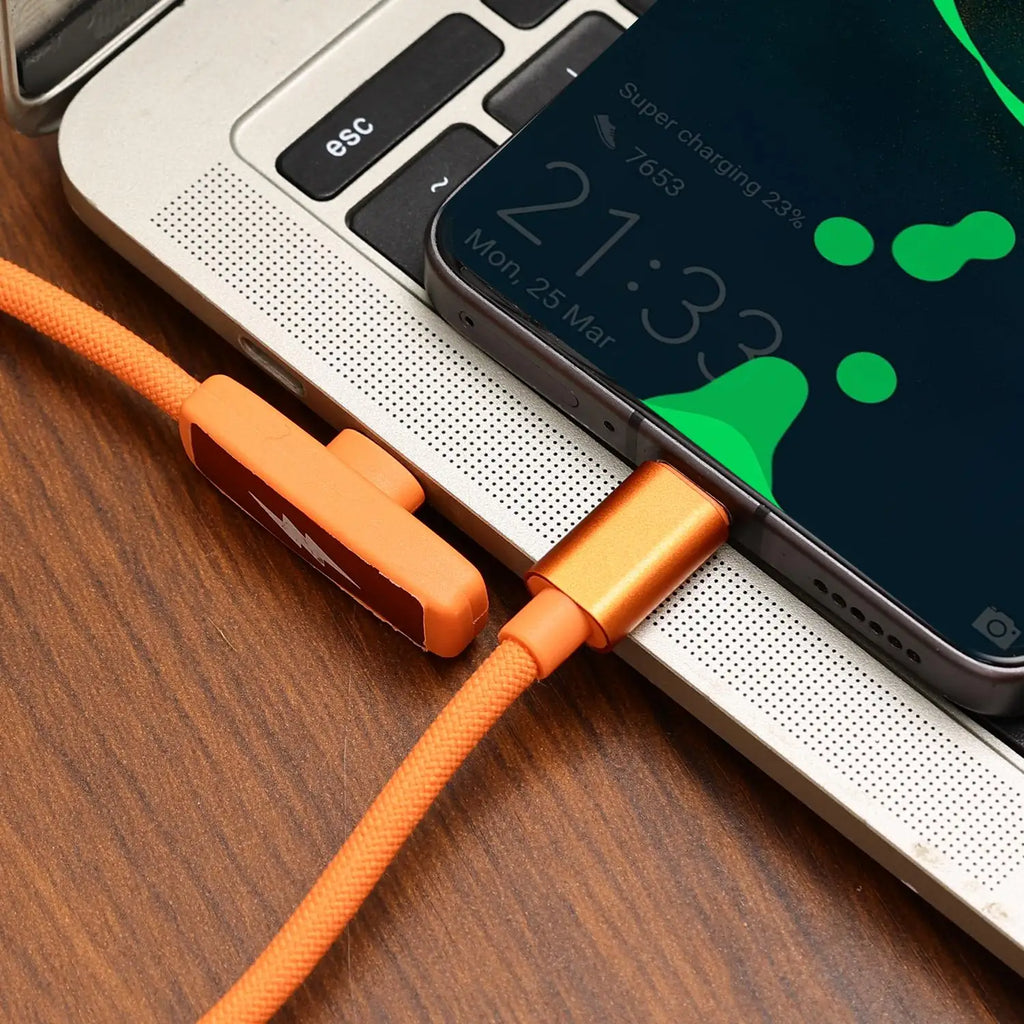 45W Right Angle USB-C Nylon Braided Fast Charging Cable USB-C Charging Cable QXL