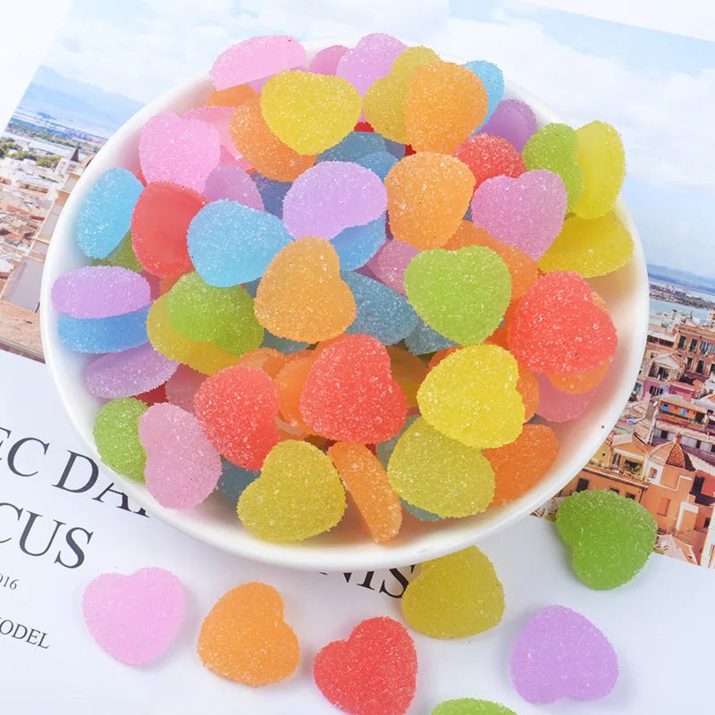 10-Pack 3D Gummy Heart Nail Charms | Kawaii Resin Decorations Nail Art Charms QXL