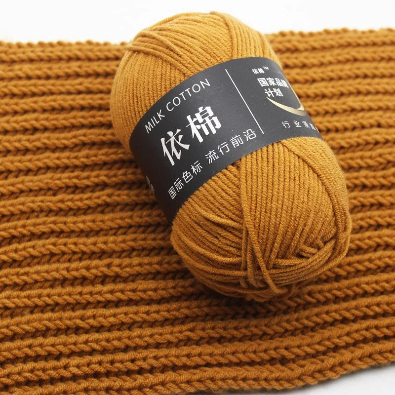 4-Strand Milk Cotton Worsted Yarn | Soft Eco-Friendly Knitting Knitting Crochet Yarn QXL