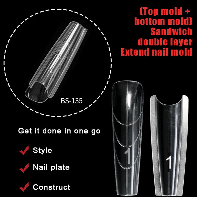 240-Pc Sandwich Dual Nail Forms | 15 Sizes Coffin & Almond Dual Nail Forms QXL