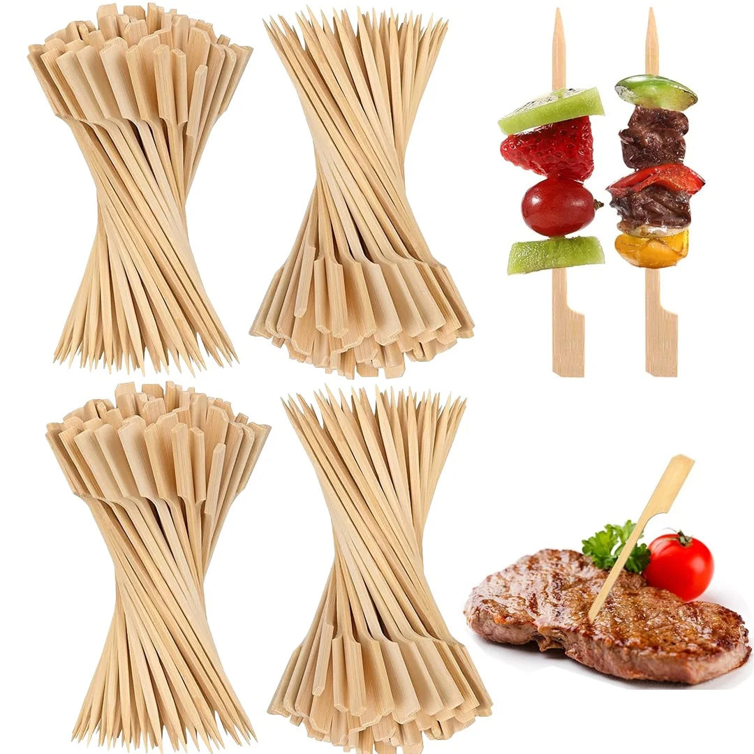 100-Pack Disposable Bamboo Skewers | BBQ, Fruit & Cocktail Bamboo Skewers QXL