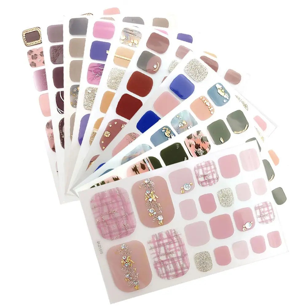 Waterproof Toe Nail Stickers | 22-Tip Full Cover Nail Wraps Toe Nail Stickers QXL