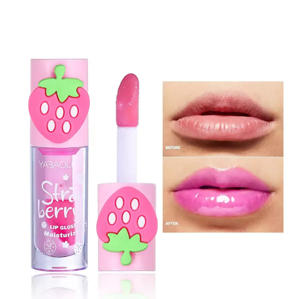 3D Strawberry Lip Gloss | Mirror Jelly Hydrating Lip Oil Lip Gloss QXL Y3181