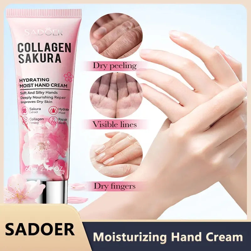 SADOER Sakura Collagen Hand Cream Moisturizing & Brightening 60g Hand Cream QXL