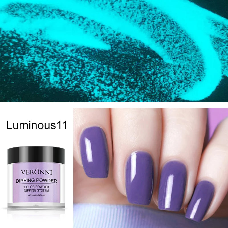 12-Color Neon Luminous Dip Nail Powder | 3D Manicure Set Dip Nail Powder QXL