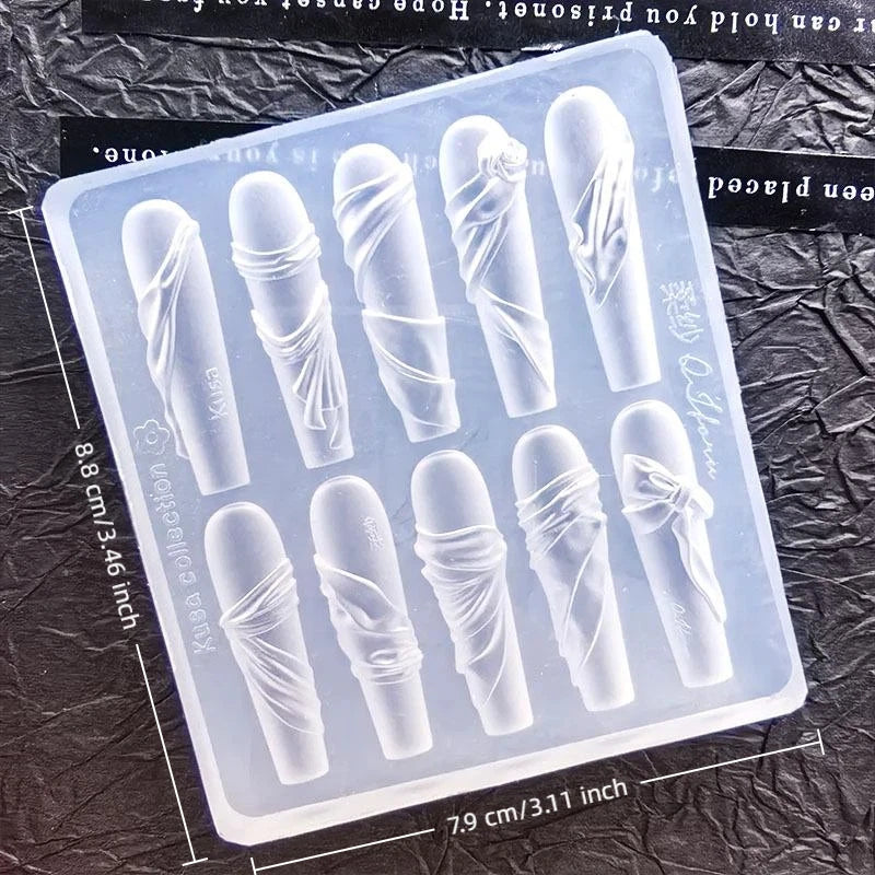 3D Silicone Nail Art Mold | Ribbon & Carving Templates Nail Art Mold QXL