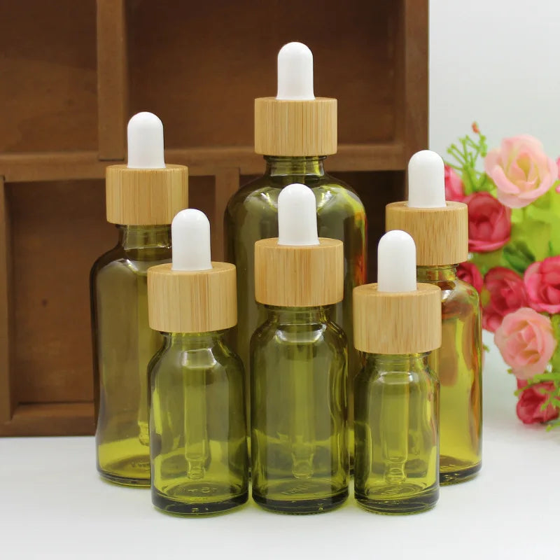 Green Glass Dropper Bottle 5–100ml | Essential Oil Storage Glass Dropper Bottle QXL 5ml