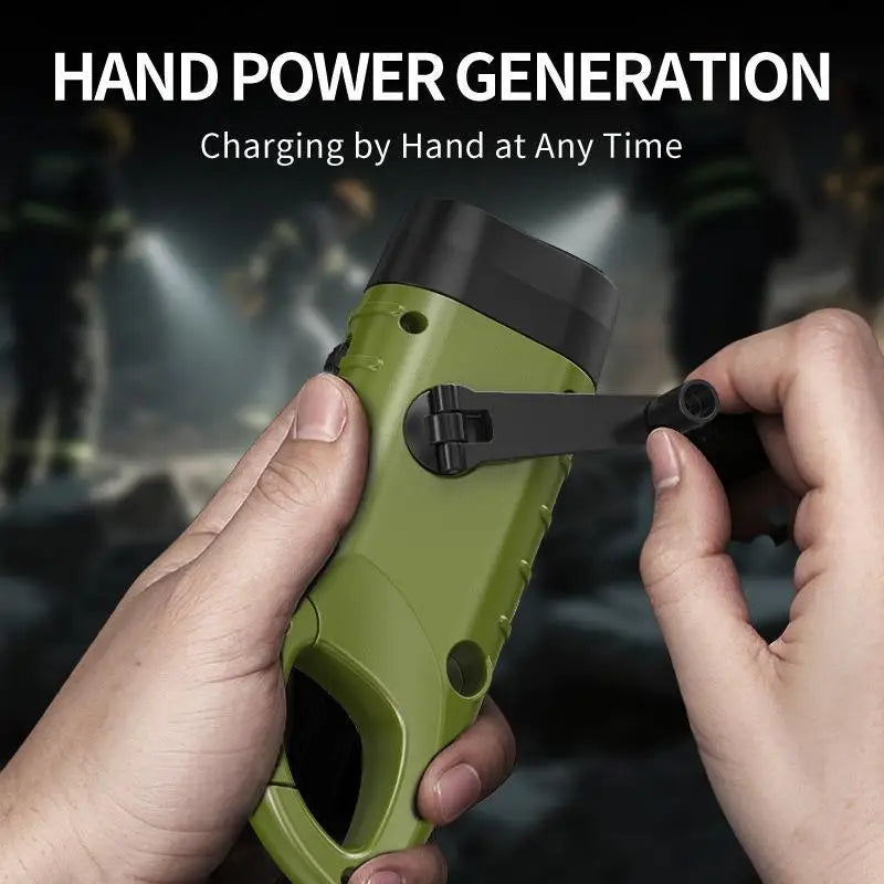 Solar Hand Crank LED Flashlight | Camping Emergency Torch Solar Camping Flashlight QXL