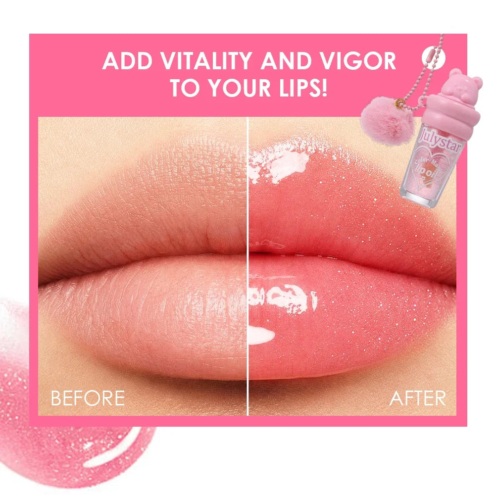 Julystar Kawaii Bear Lip Oil Gloss | Color-Changing Hydrating Lip Oil Gloss QXL