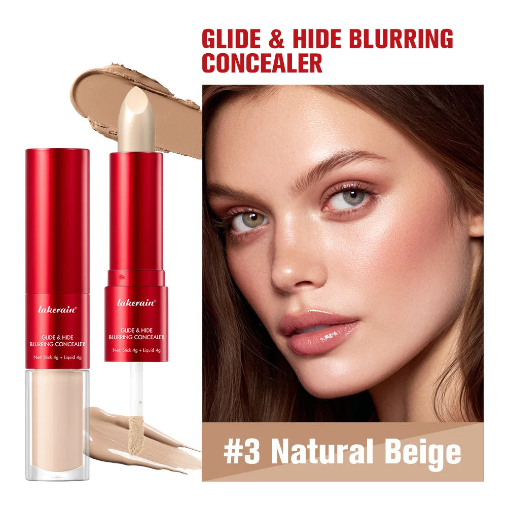 2-in-1 Liquid Concealer Balm Stick | High Coverage, Long-Lasting Liquid Concealer Stick QXL 3Natural Beige