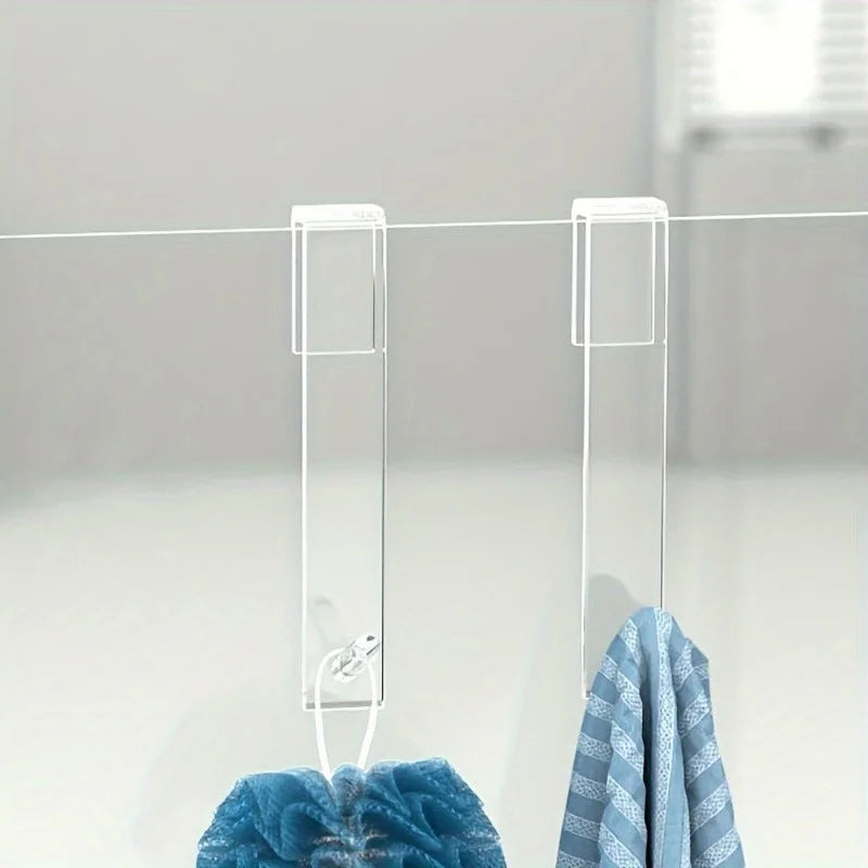 Punch-Free Transparent Acrylic Shower Door Hook & Towel Rack Bathroom Door Hook QXL