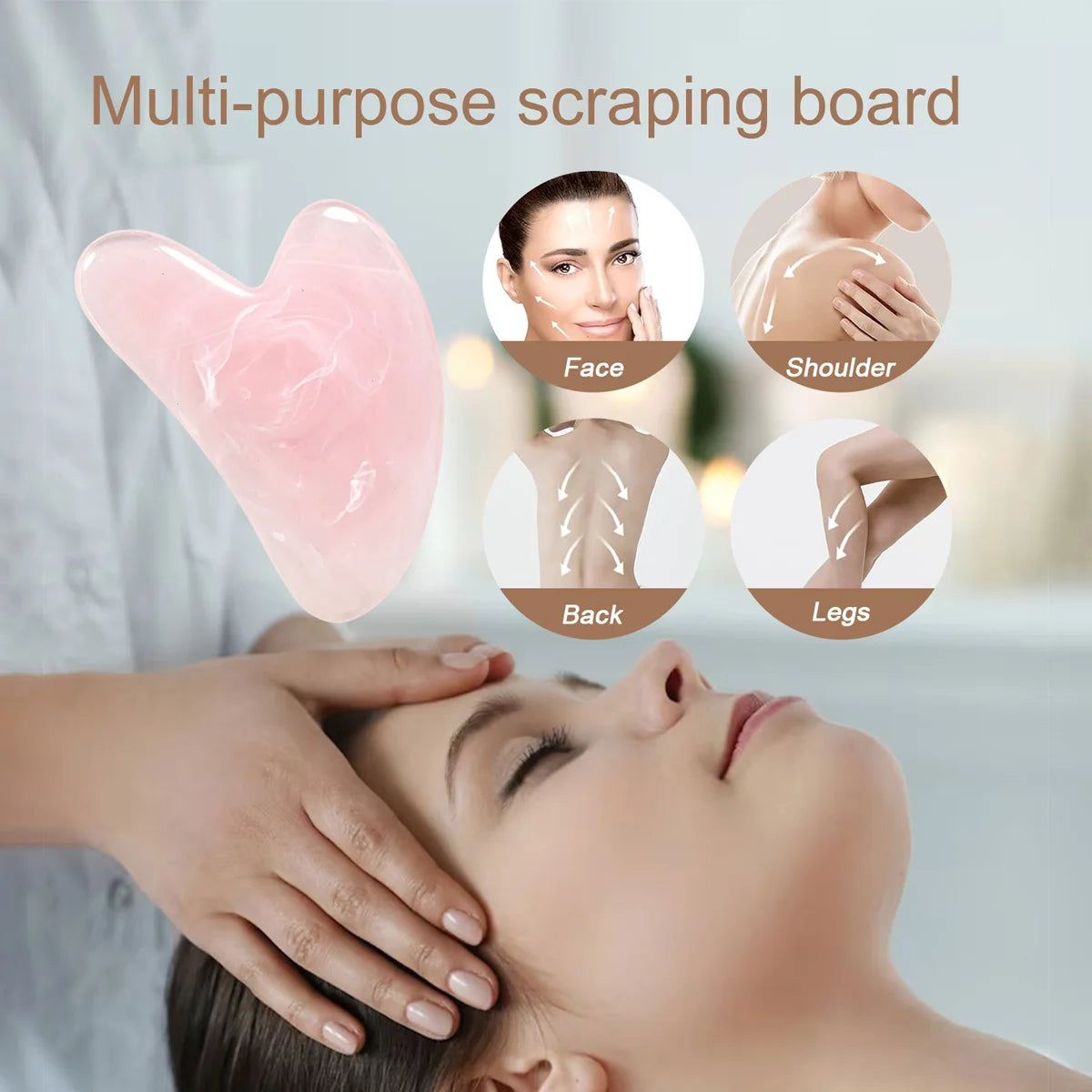 Heart-Shape Gua Sha Face Massager | Rose Quartz Scraping Board Gua Sha Massager QXL