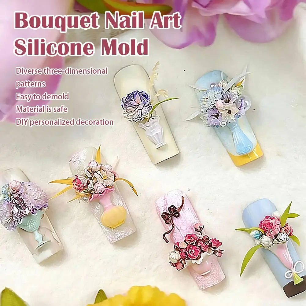 3D Bouquet Flower Silicone Mold | Nail Art & Resin DIY Nail Art Silicone Mold QXL