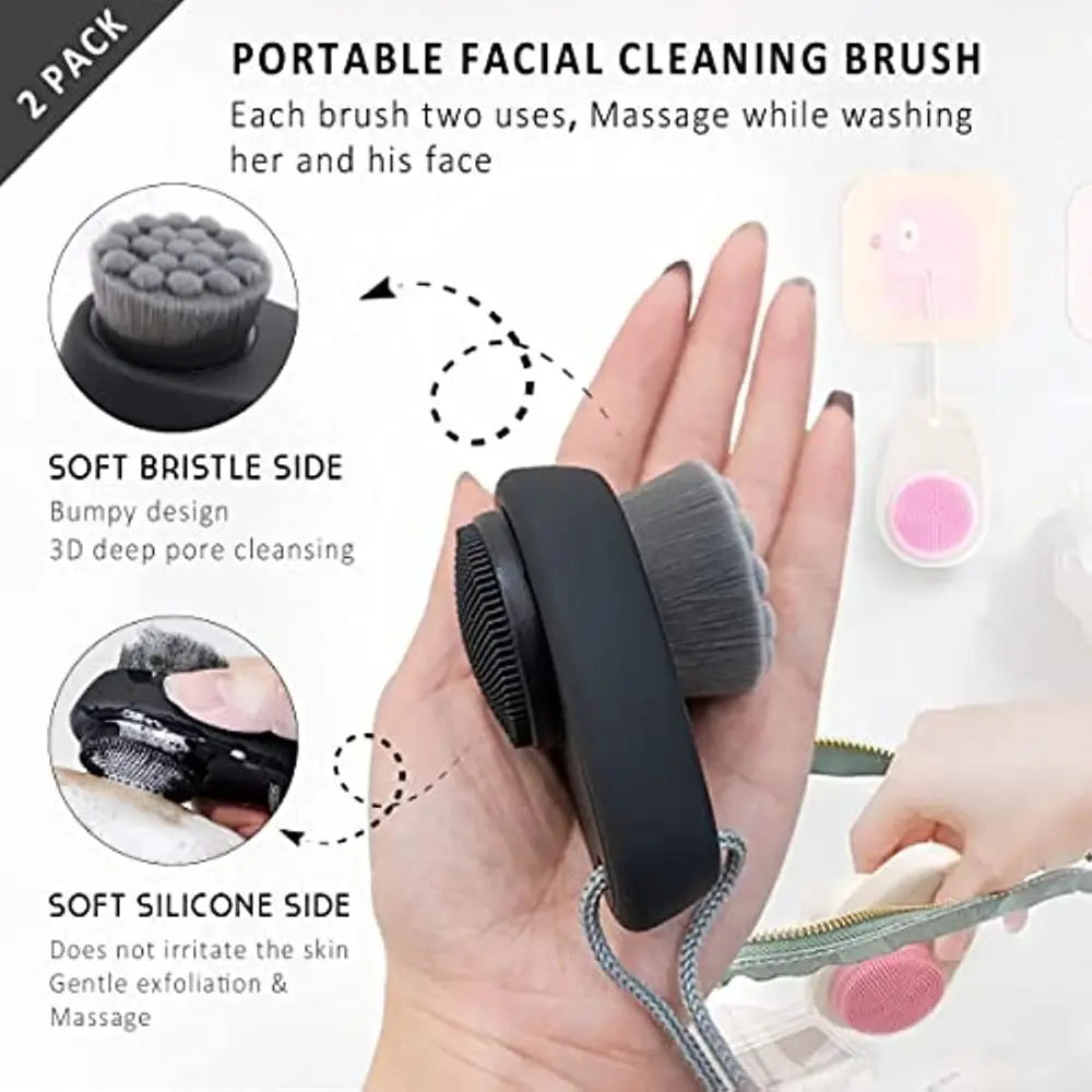 Double-Sided Silicone Face Cleansing Brush | Pore Exfoliator Face Cleansing Brush QXL