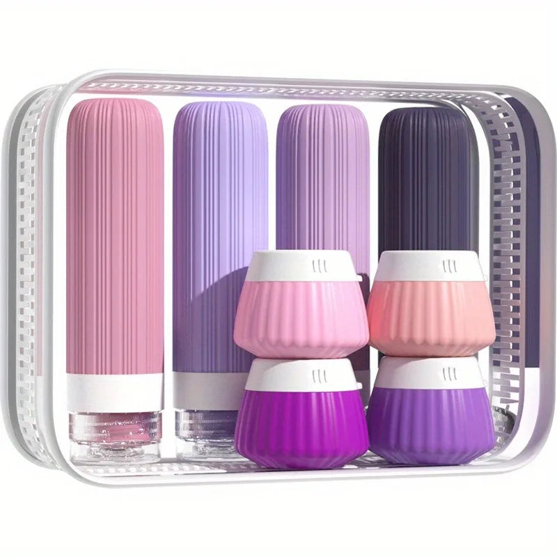 8-Piece Leakproof Silicone Travel Toiletry Bottles Set Travel Toiletry Set QXL