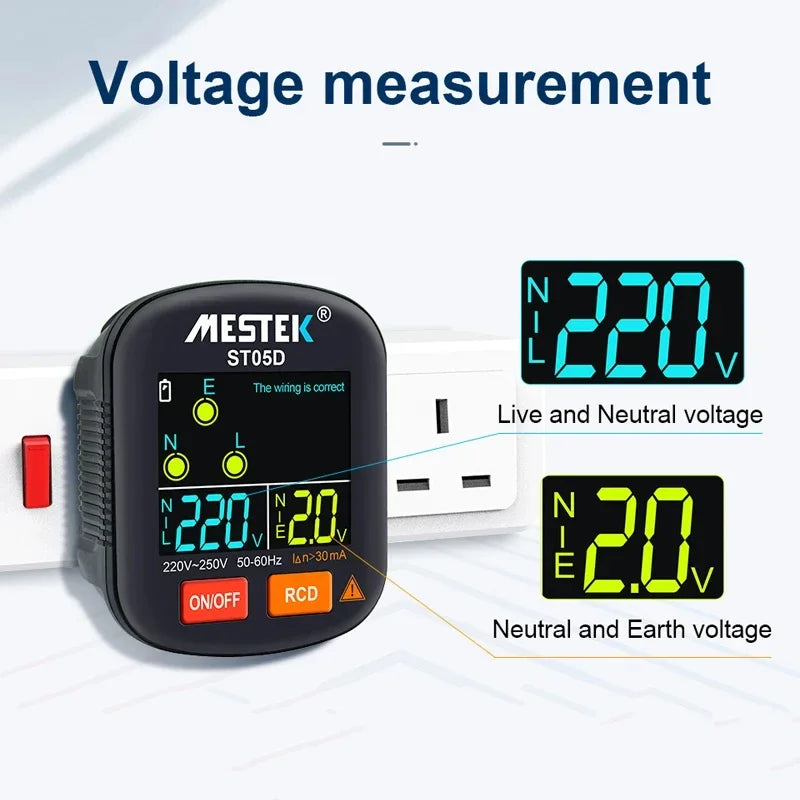 ST05 Digital Socket Tester | Voltage & Outlet Checker EU US UK Socket Tester QXL