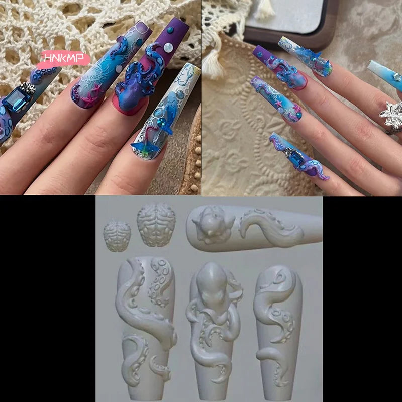 3D Silicone Nail Art Mold – Bunny, Strawberry & Ocean Designs Nail Art Mold QXL