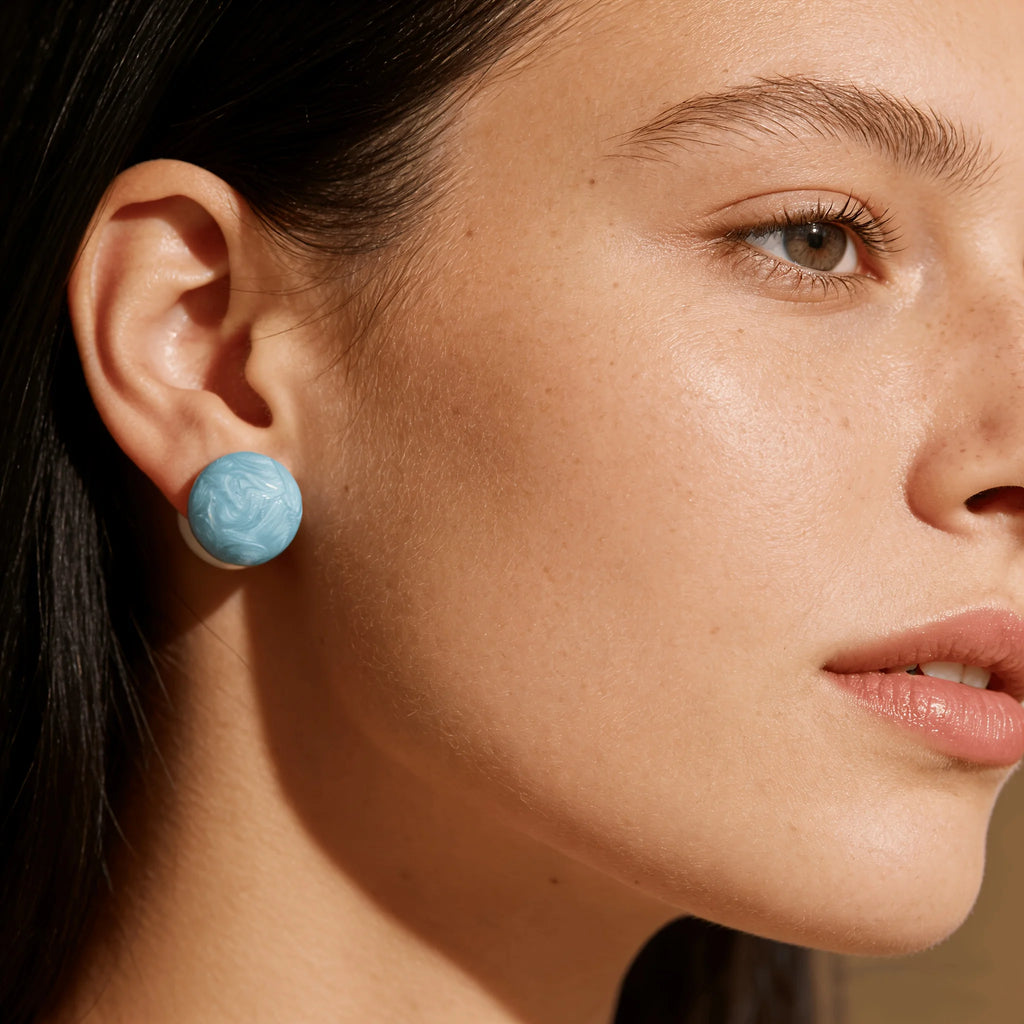 Reversible Resin Swirl Stud Earrings | Oval Water Drop Women Resin Stud Earrings QXL