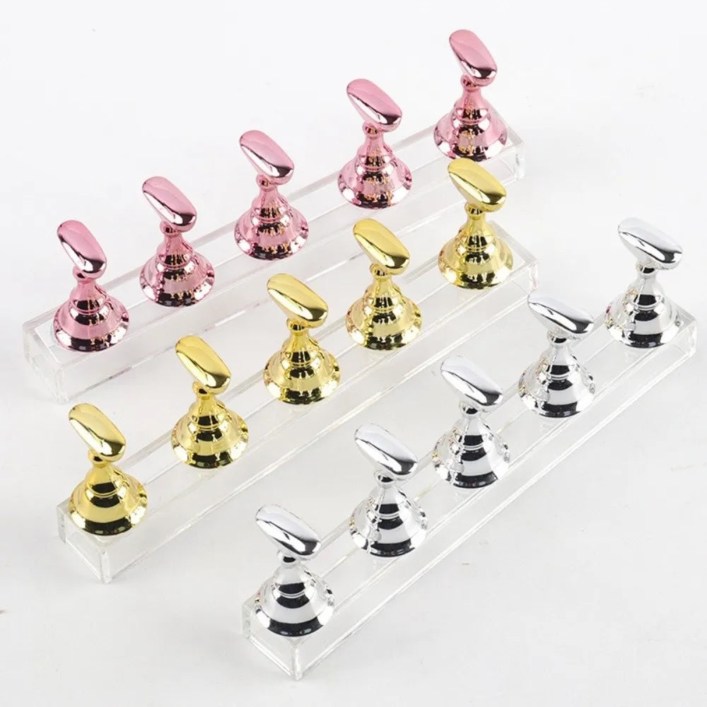 5-Pack Magnetic Nail Art Tip Holder Stand | Crystal Base Nail Tip Holder Stand QXL