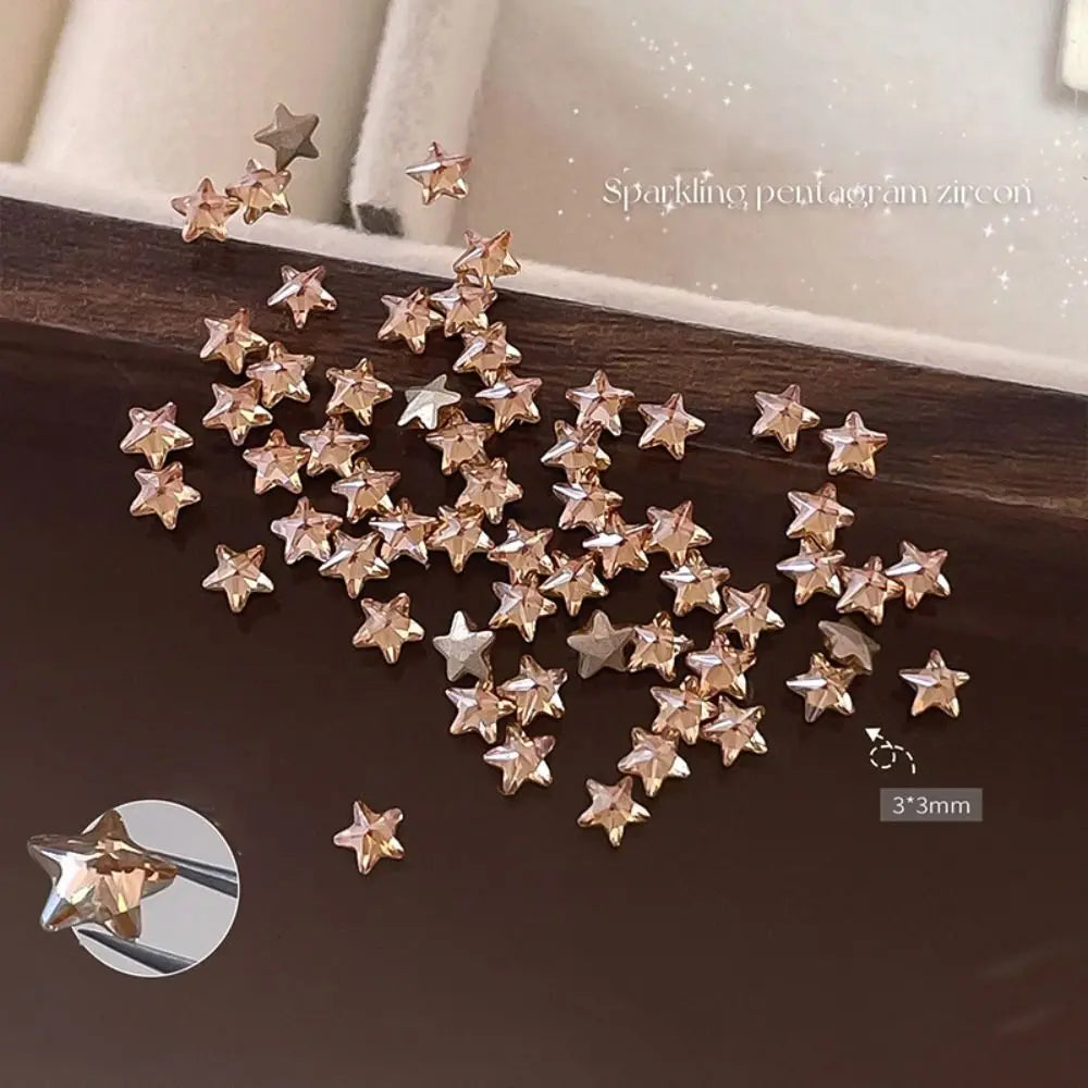 50-Pack 3D Star Nail Rhinestones 3mm Colorful Glitter Gems Nail Art Rhinestones QXL