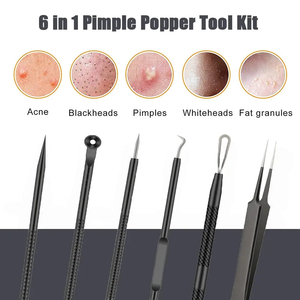 6-Piece Stainless Steel Blackhead Removal Tool Set Blackhead Extraction Kit QXL
