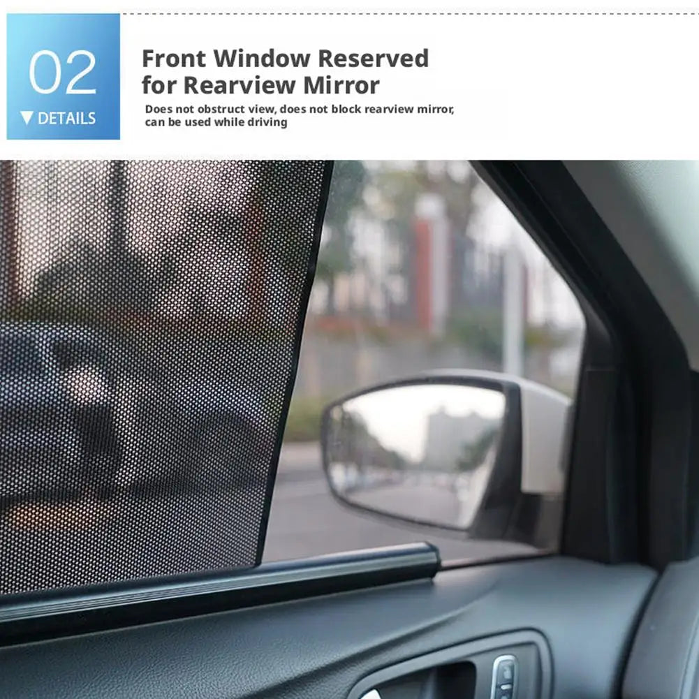 Retractable Car Side Window Sunshade | UV Mesh Curtain Car Window Sunshade QXL