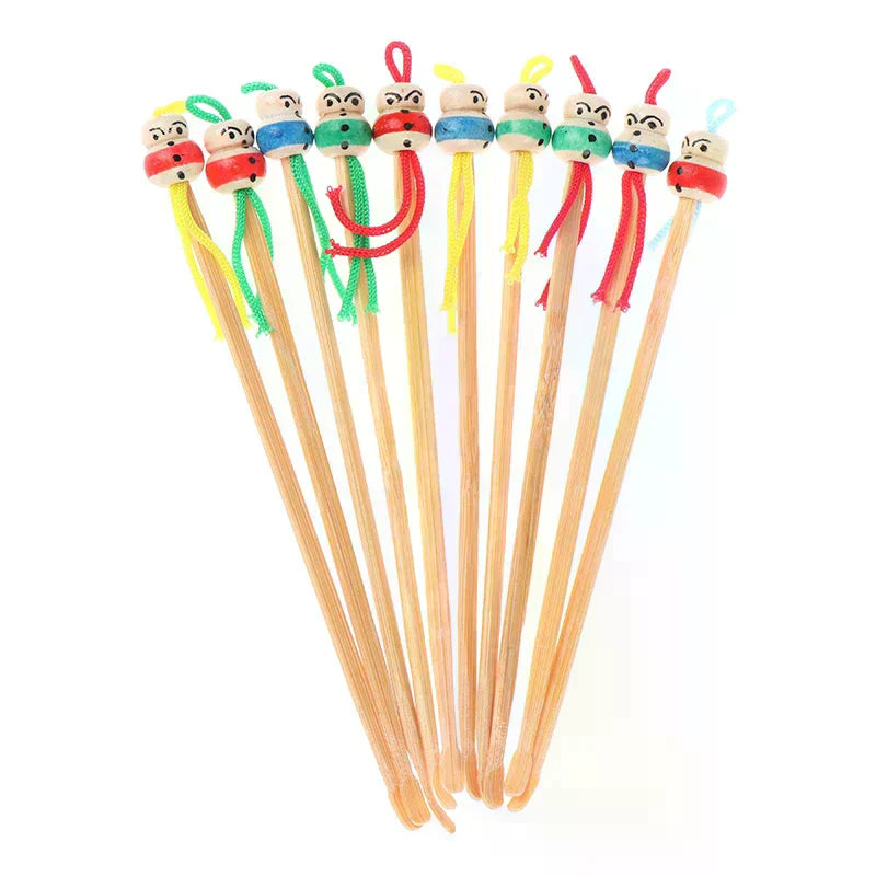 10-Pack Cartoon Bamboo Ear Picks | Mini Doll Wax Removal Tool Ear Picks Set QXL
