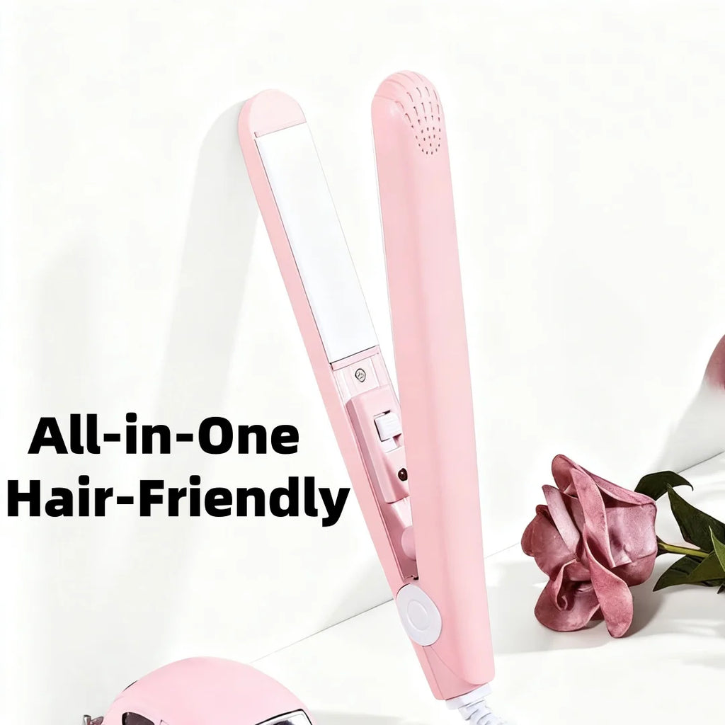 Mini Fluffy Clamp Curler & Flat Iron | Dual Voltage 80–180°C Hair Curler Flat Iron QXL