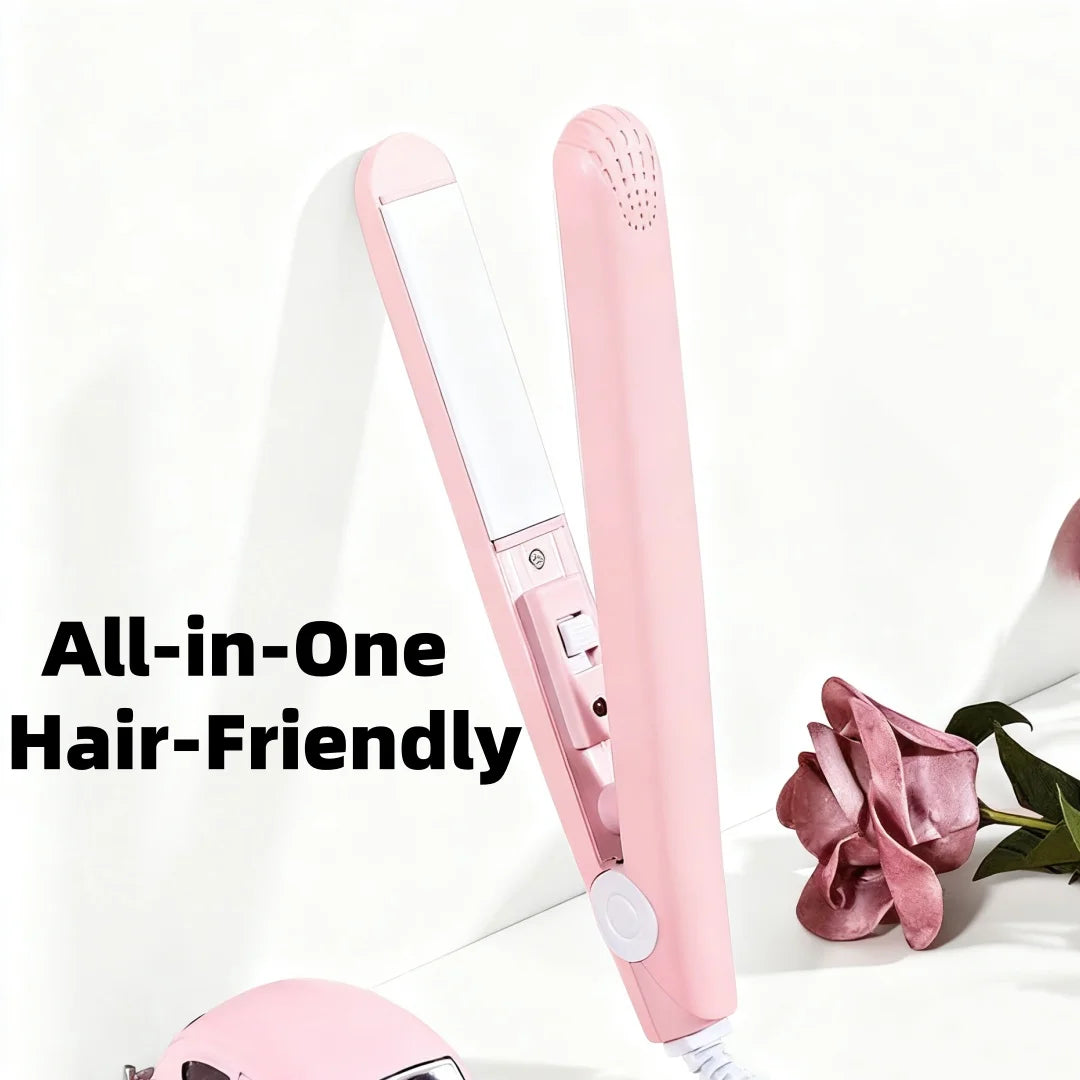 Mini Fluffy Clamp Curler & Flat Iron | Dual Voltage 80–180°C Hair Curler Flat Iron QXL