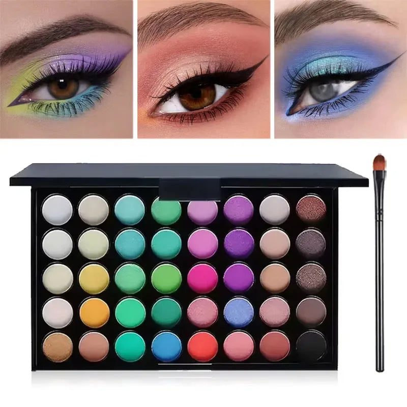 VERONNI 40-Color Glitter Matte Eyeshadow Palette + Brush Eyeshadow Palette QXL 02 with 1Brushes