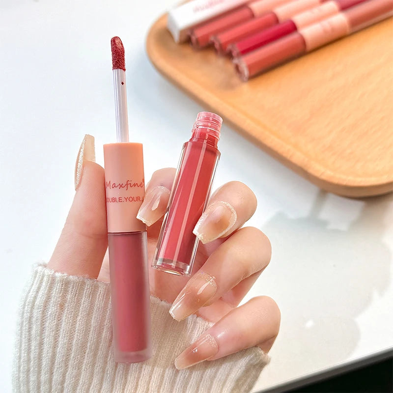MAXFINE Double-End Lip Glaze | Gloss & Matte Velvet Finish Lip Glaze QXL
