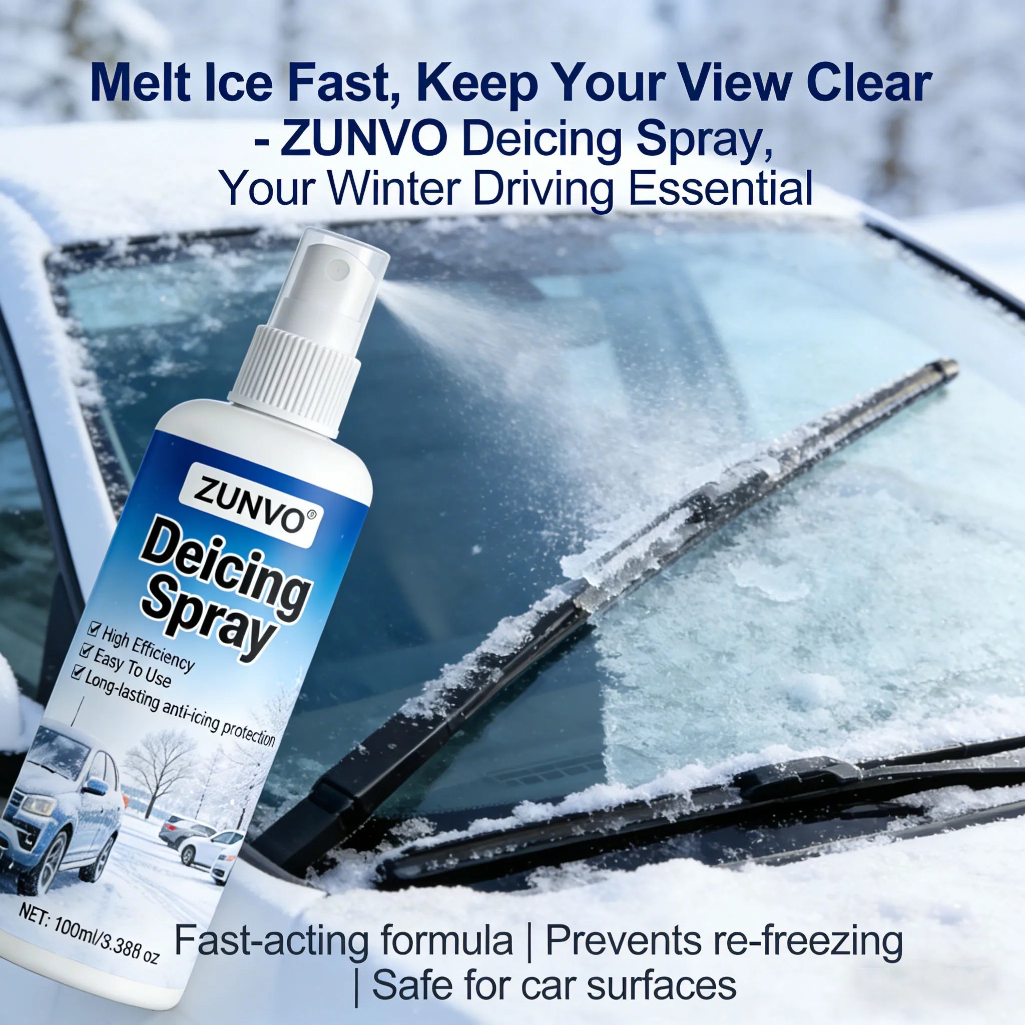 QIFENGHE Car Deicing Spray | Fast Windshield Ice Melter 100ml Car Deicing Spray QXL