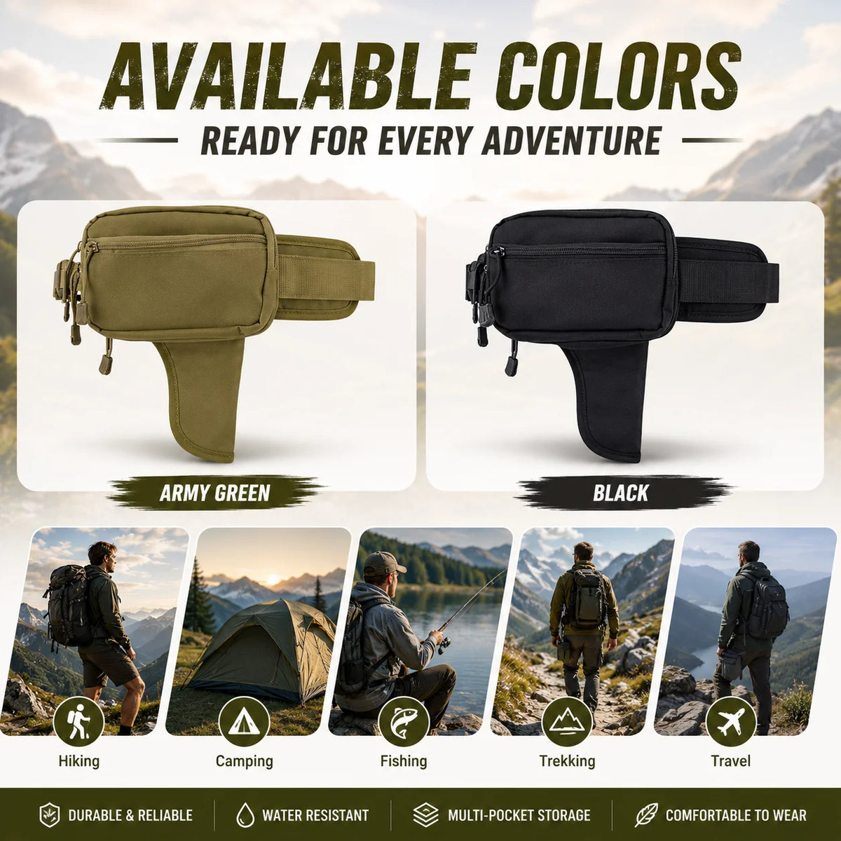 Tactical Waist Pack MOLLE EDC Organizer | Hiking & Travel Bag Tactical Waist Pack QXL