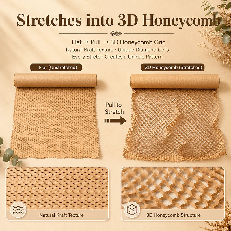 Brown Honeycomb Packaging Paper Roll | Eco Cushioning Wrap Cushioning Wrap Roll QXL