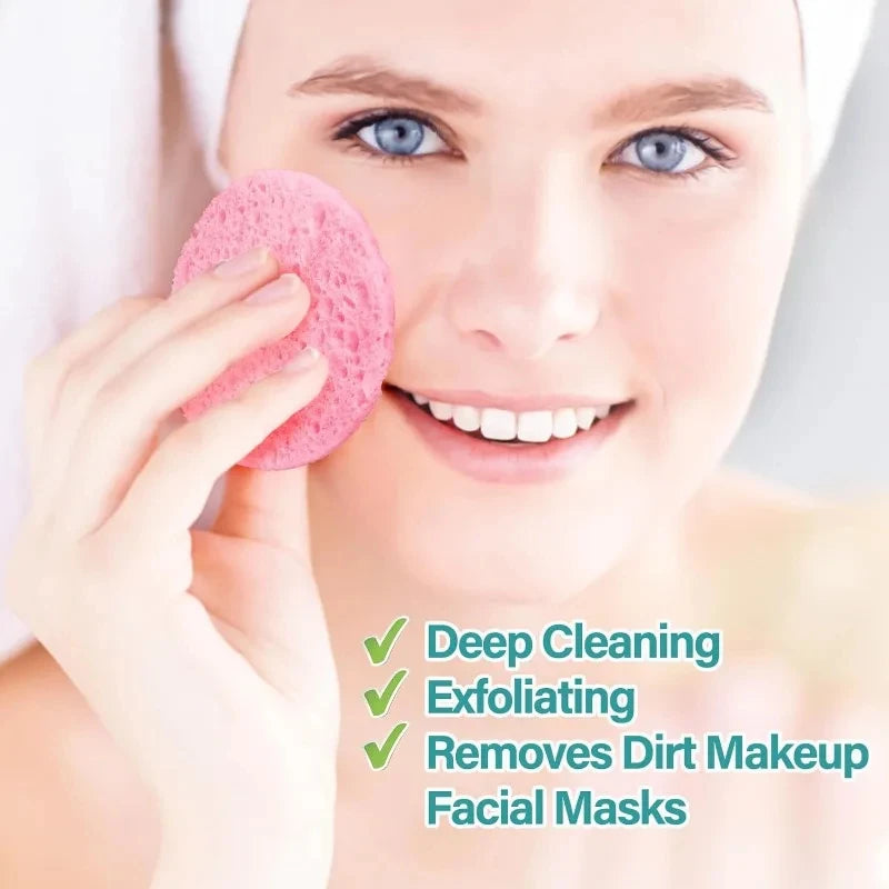 10-Pack Natural Wood Pulp Compressed Face Cleansing Sponges Face Cleansing Sponge QXL