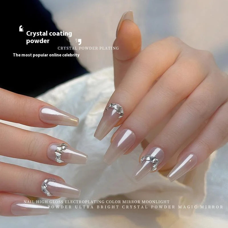 Aurora Pearl Chrome Nail Glitter Powder | Mirror Shimmer Chrome Nail Powder QXL