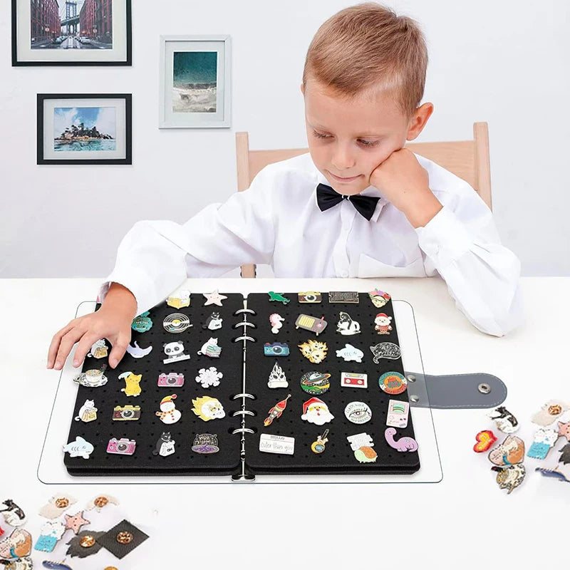 Felt Pin Display Book | 6-Page Badge & Brooch Organizer Album Pin Display Album QXL