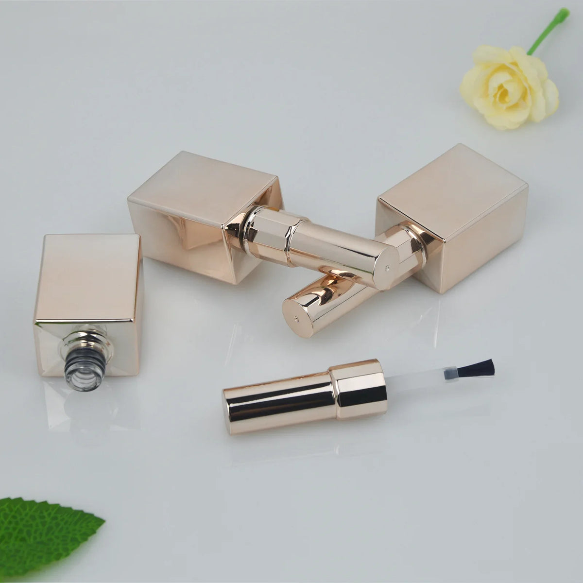 15ml Empty Glass Nail Polish Bottles | Gold Electroplated Nail Polish Bottle QXL